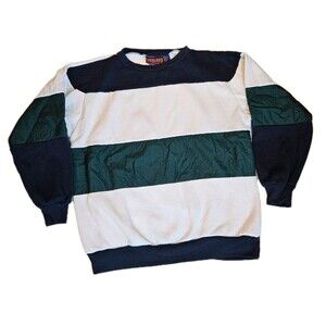 Vintage 90s Grandpa Core  Sweater Nylon Stripes, Mens Size XL